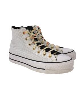 Converse CTAs Hi Lift Paint Splatter Platform Sneakers Womens 9 White Art Chunky
